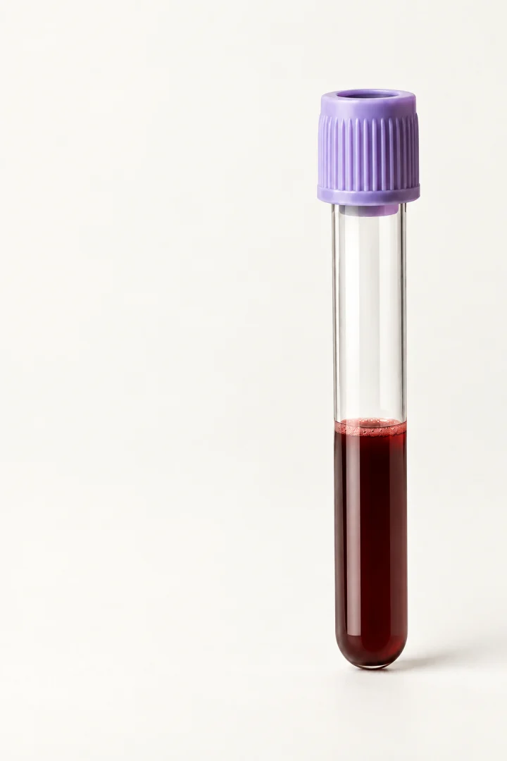 Blood sample tube with a lavender cap